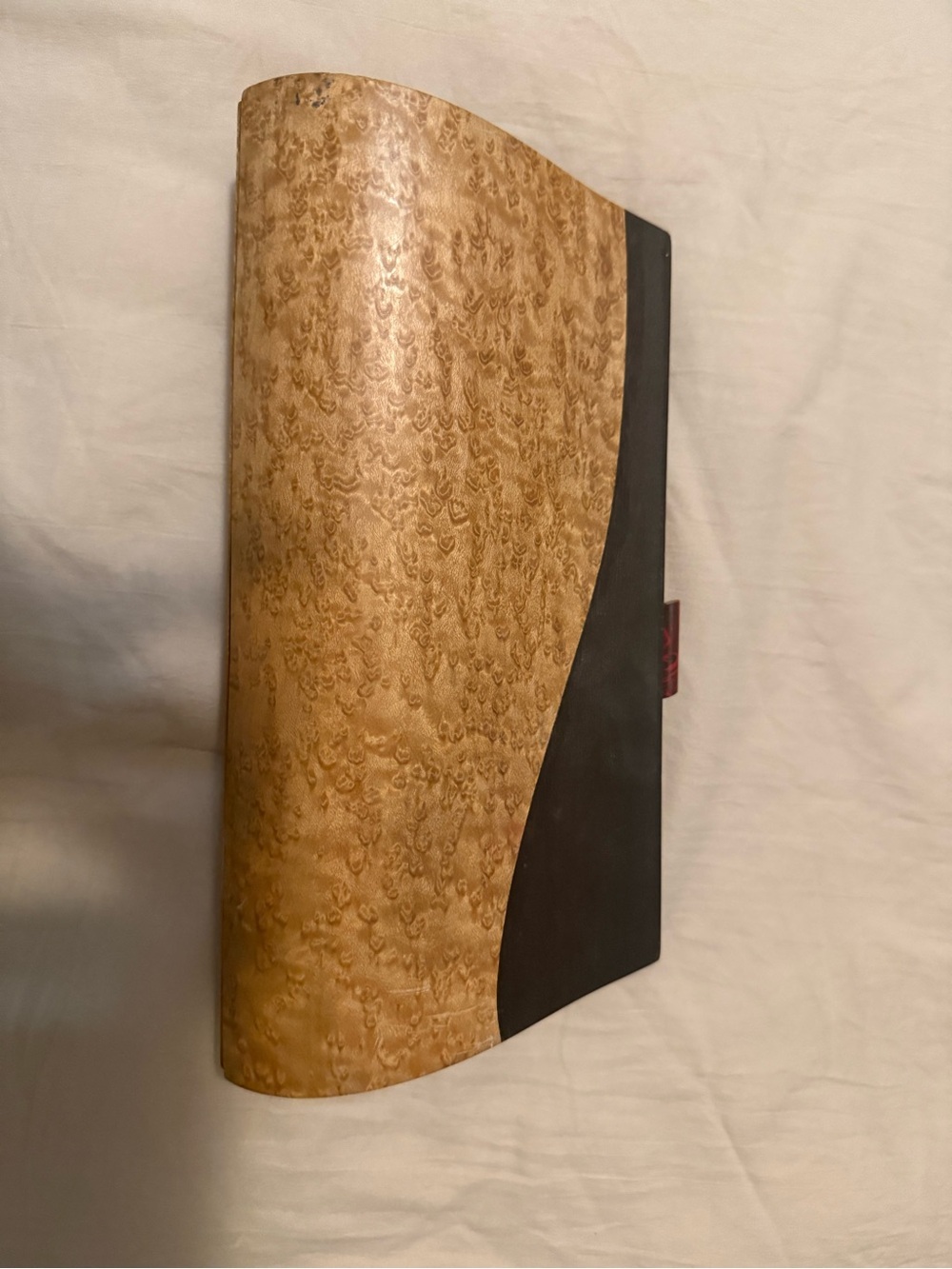 Elegant Wood-Grain Clutch with Black Accent